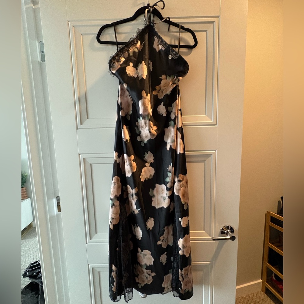 WeWoreWhat Floral Black Dress Halter - NWT